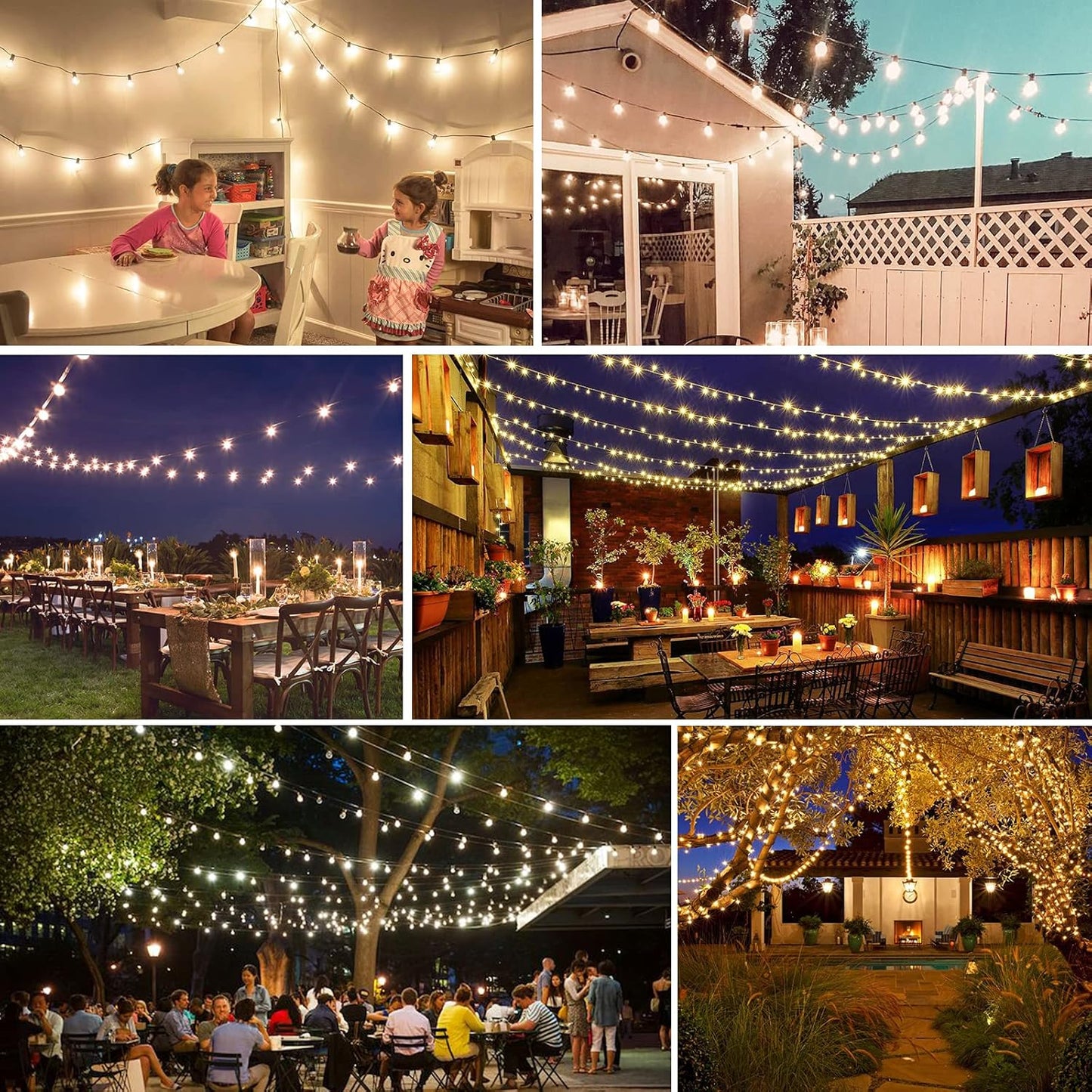 48Ft Solar String Lights Outdoor Patio Lights Solar Powered Waterproof G40 Globe Hanging Lights with 15 LED Shatterproof Bulbs for Backyard Balcony Bistro Party Solar Cafe Light Outdoor String Light